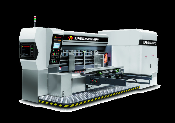 380V/50HZ/3PH Pressure Free Corrugated Cardboard G6-0920 Feed Structure Lead Edge Vacuum Transfer 4 Color Printer + Slotter + Die Cutter + Vibrator +