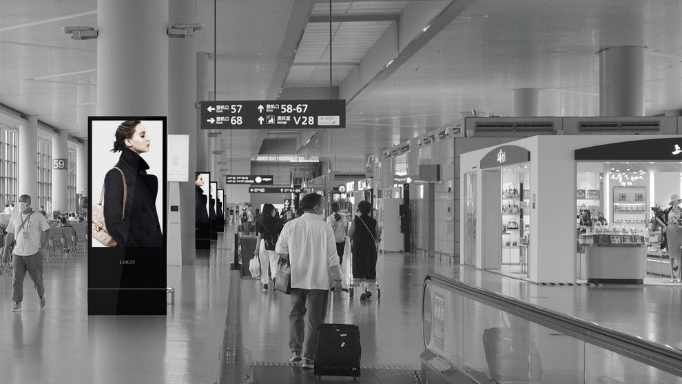 75 Inch Indoor Lcd Mupis Free Standing Aluminum Profile For Airport