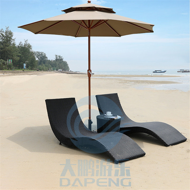PE Rattan Outdoor Patio Furniture All Weather Wicker Chaise Lounge UV Resistant