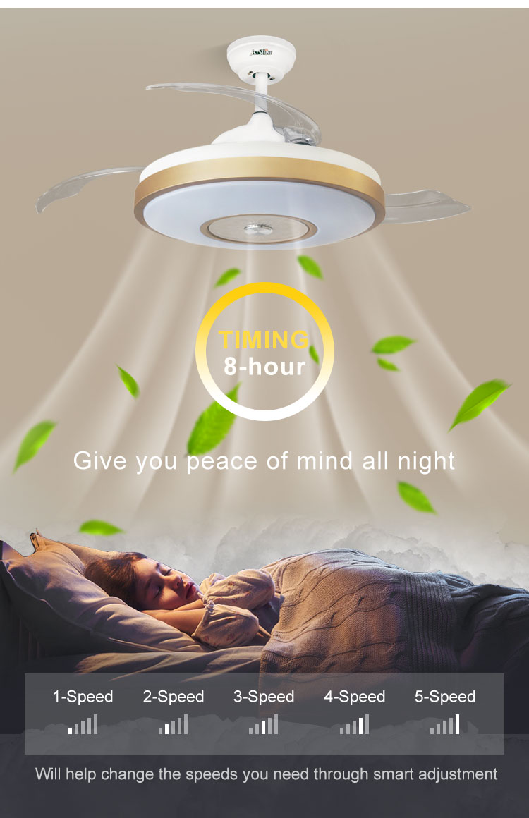 Invisible Design LED Ceiling Fan with Smart Night Light and DC Motor 3000K/4500K/6000K