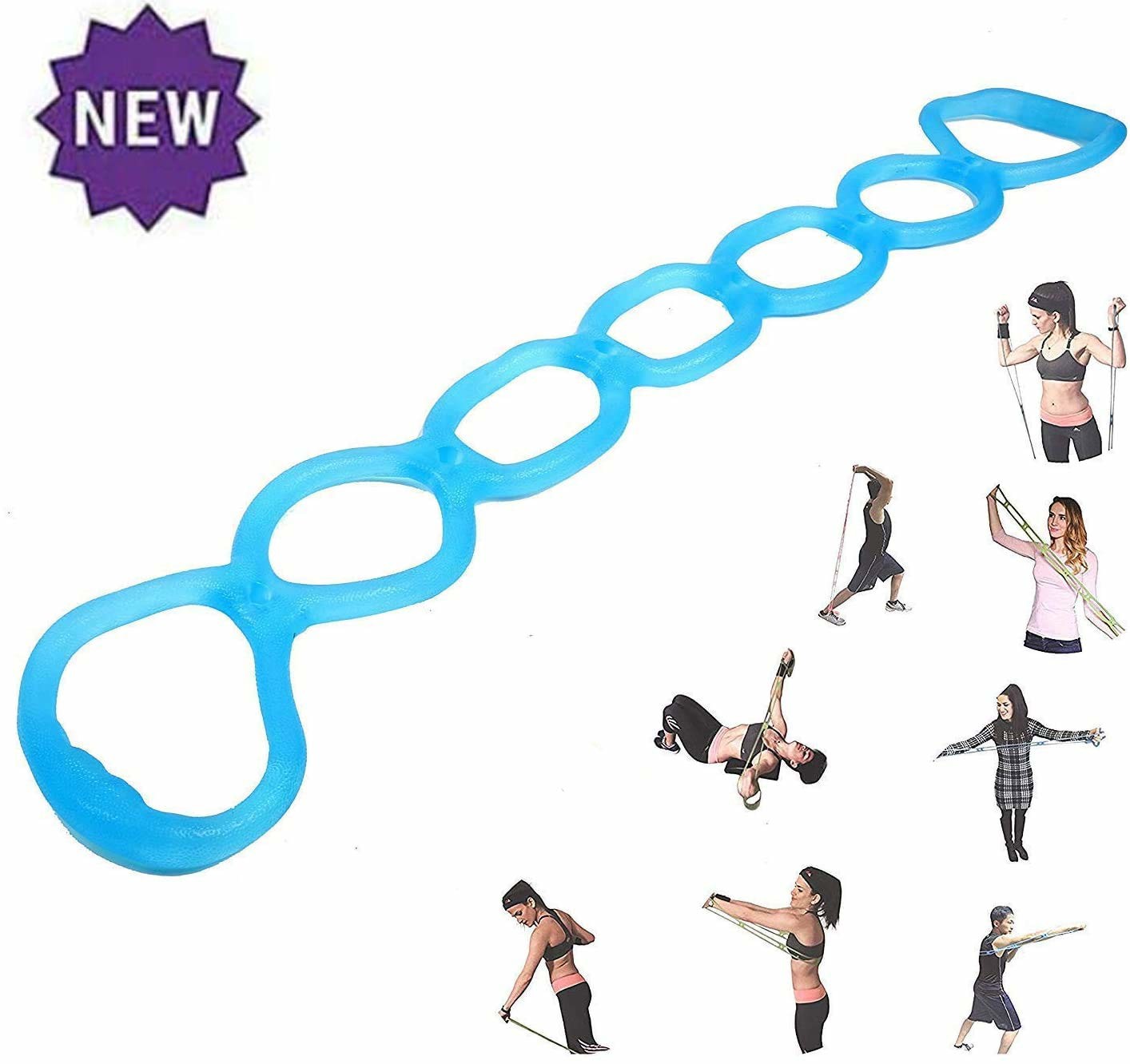 Silicone 7 Ring Stretch And Resistance Exercise Band Fitness Home Gym Physical Therapy Band