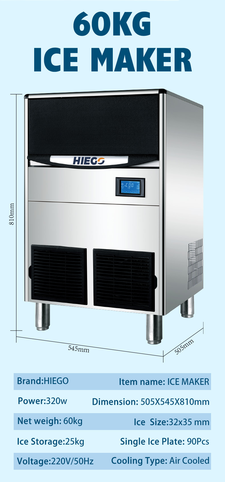 150lb Crescent Ice Machine Ice , Cube Commercial Ice Maker With Bin 70lb