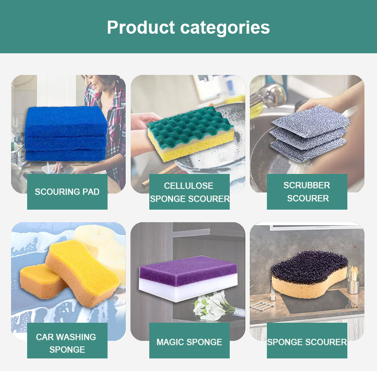 High Absorption Green Dish Washing Scrub Pads Hygienic Soft With Handle
