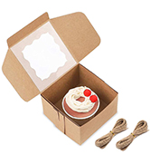 White Paper Bakery Box with Window Square Cardboard Disposable Cake Box