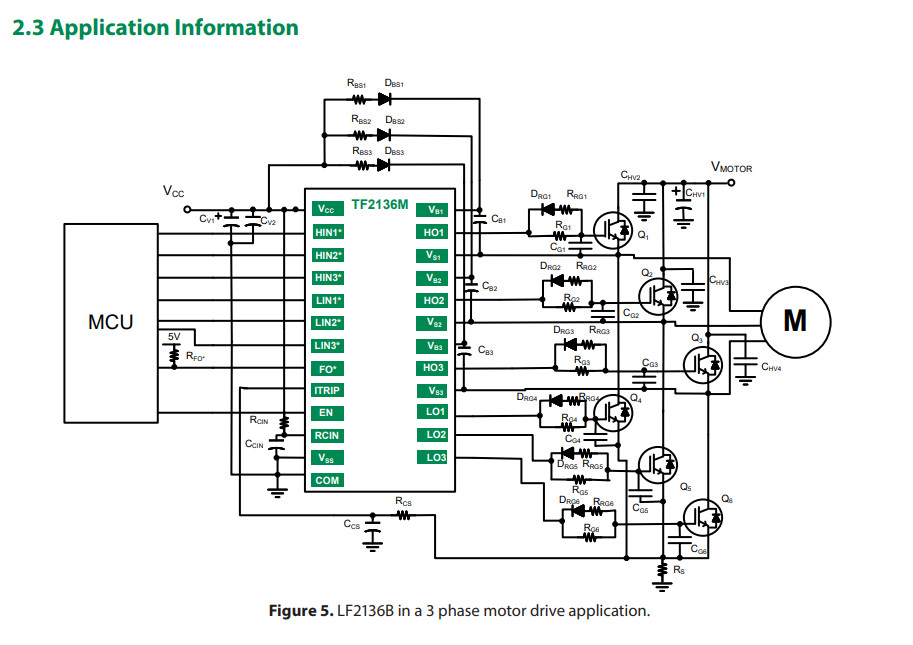LF2136B 3 Phase Half Bridge Gate Driver Integrated Circuits IC LF2136BTR