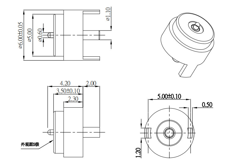 OD5.0mm Round Magnetic Connector DC 12V 1A Female Male Connector