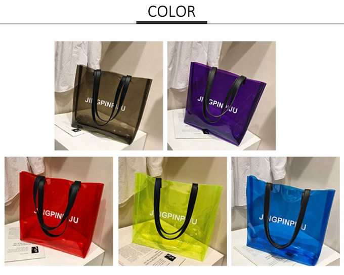 Embroidery Logo Stadium Storage PVC Shopping Bag With Shoulder Straps