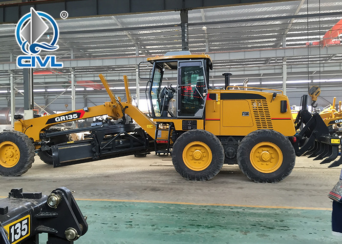 White / Yellow 11000KG Motor Grader 136HP Engine Tractive Force 61.3KN CVGR135 Grader Road Machinery