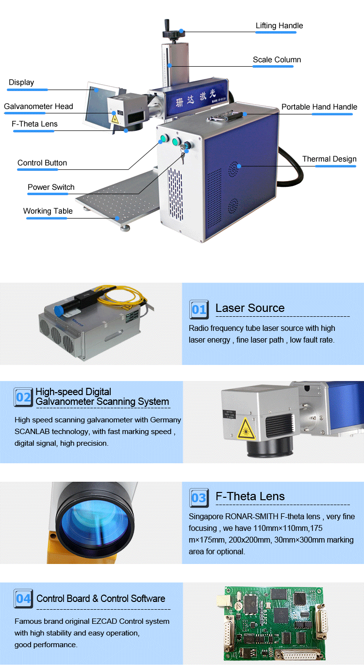 Deep Marker 20W 30W 50W Fiber Laser Marking Machine For Jewelry Engraving Cutting