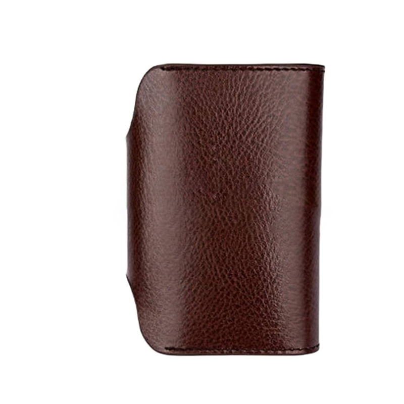 Leather Button Wallet Short Business Card Wallet with RFID Protection and Lock Buckle