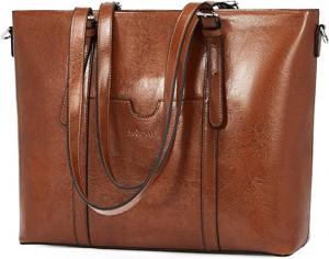 China Vintage Womens Leather Messenger Bag 15.6 Inch Laptop Tote Bag on sale
