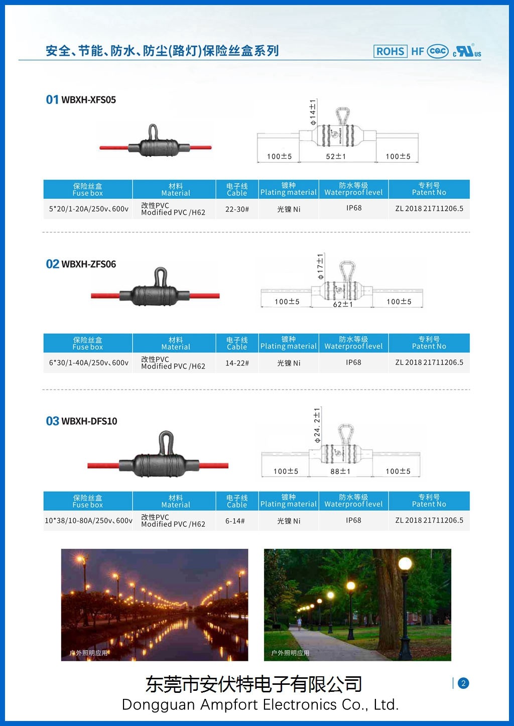 IP68 5x20mm In Line Fuse Holders 20A For Roadway Street Lighting
