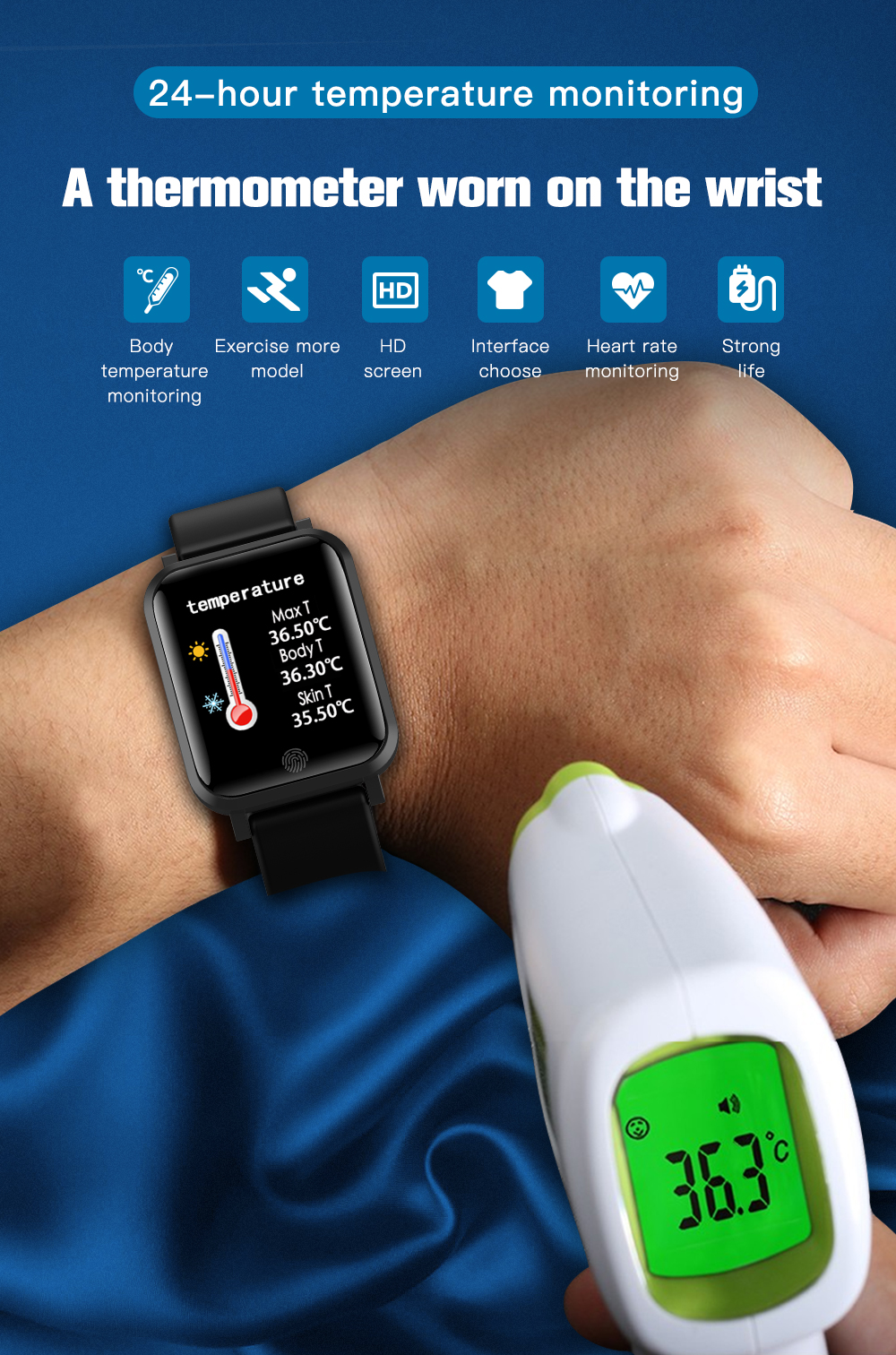 Health Exercise F22 Smart Watch Thermometer Wrist Answerable Telephone W20 Smartwatch