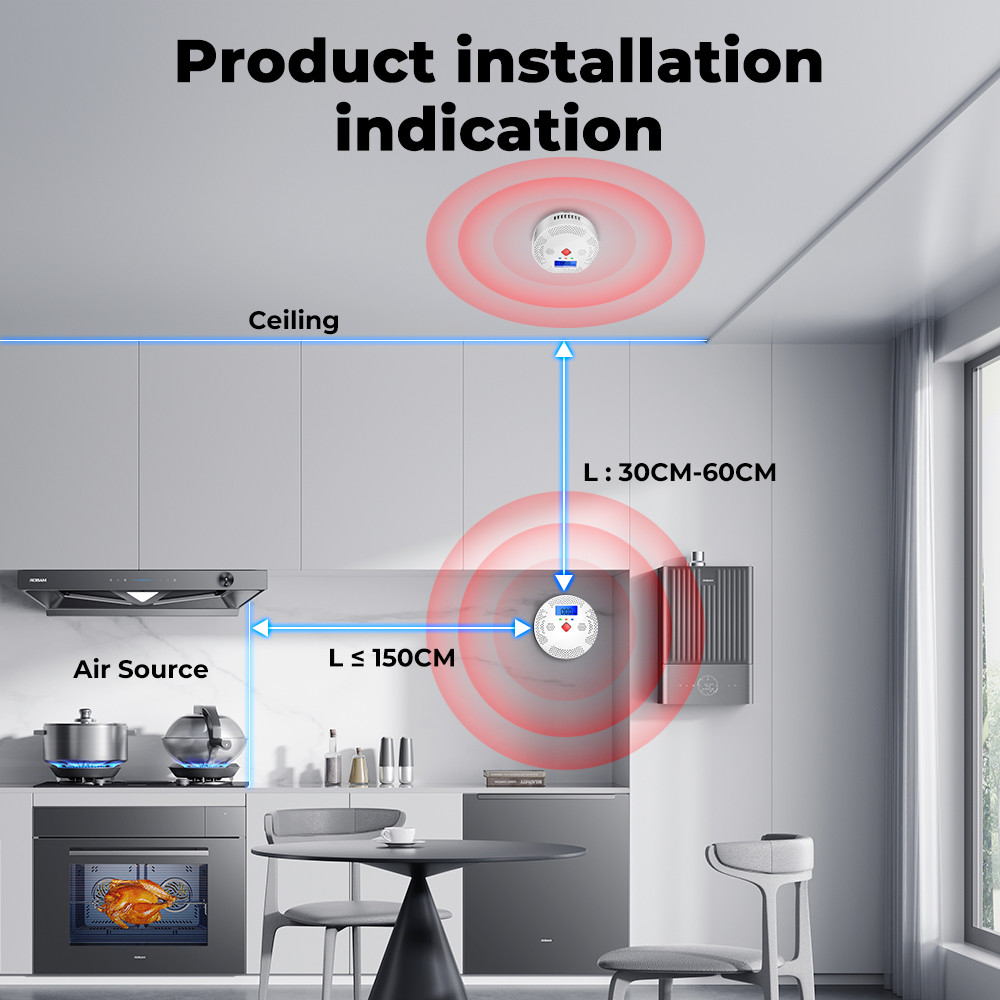 Tuya Wifi Carbon Monoxide Detector Smart Air Quality Monitor CO Sound Light Alarm Detector LCD Digital Display Home Air Quality Tester