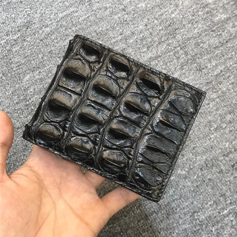 Authentic Exotic Real Alligator Leather Men's Short Card Holders Genuine Crocodile Skin Male Small Bifold Wallet