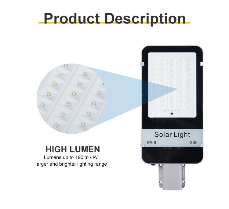 All In One Integrated Solar Panel Road Street Light 368 160lm / W 6500K