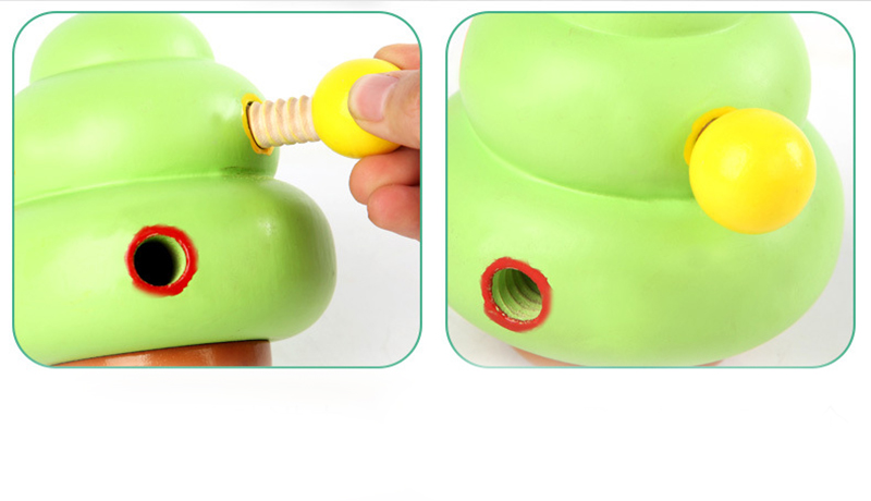 Early Childhood Development Nut Tree Disassembly Screw Wooden Toy ISO9001
