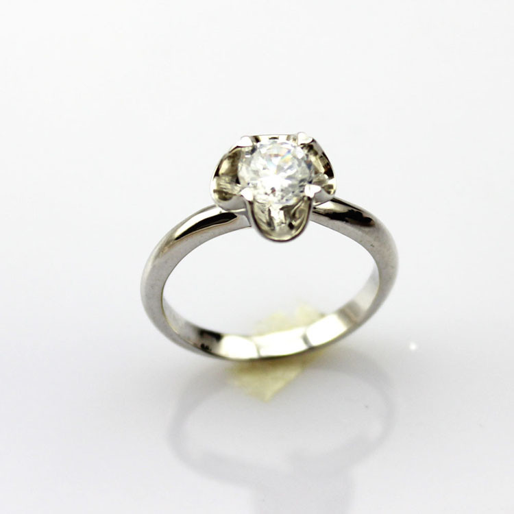 Sterling Silver Engagement Ring with Solitaire 6mm Created Blue Topaz(F88)