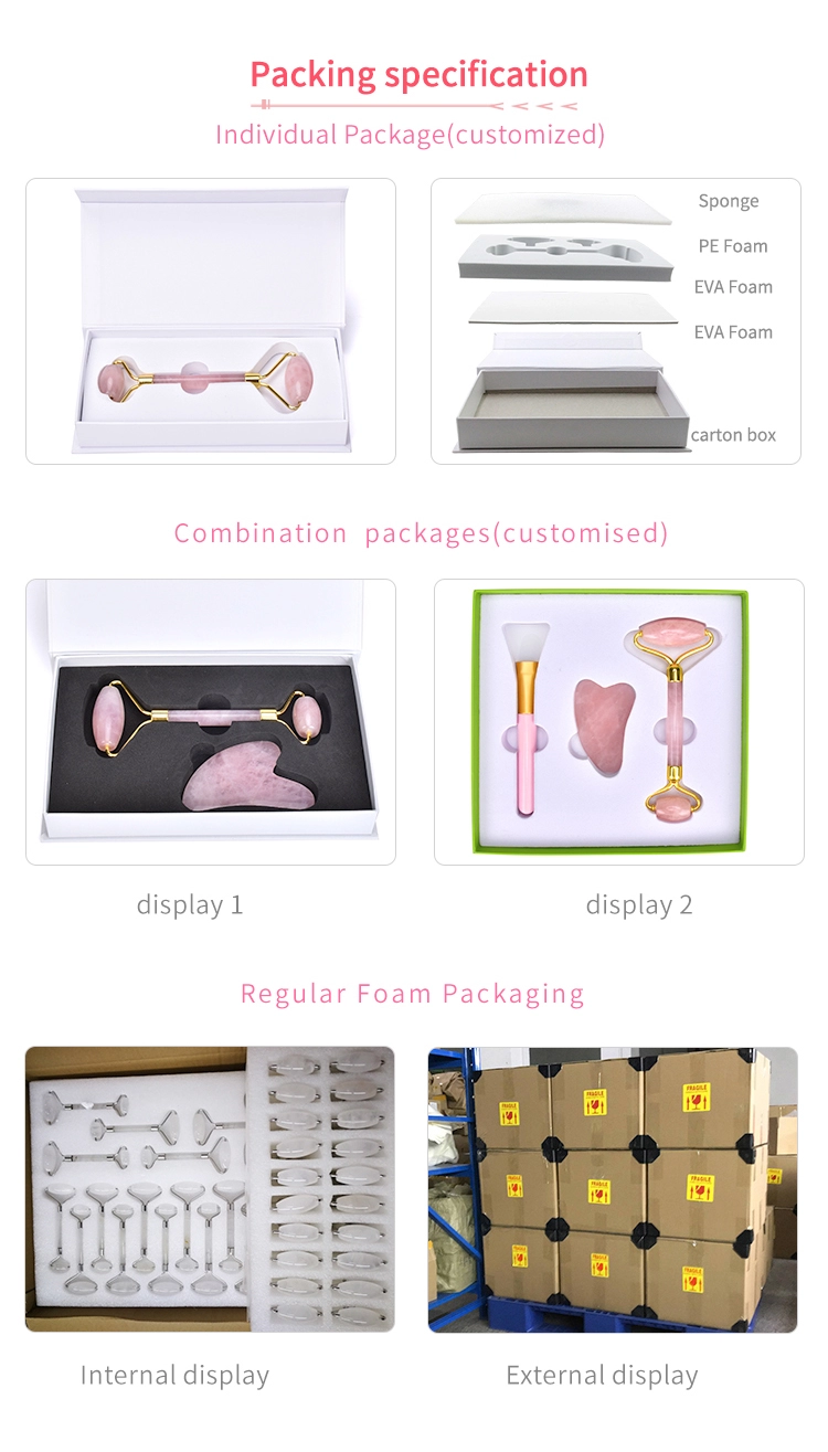 14.5cm Skin Revitalizer Rose Quartz Jade Massage Roller For Face Massage