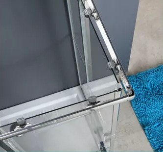 Corner Hinge Classic Sliding Shower Enclosure Clear Fixed Two Glass Door 6mm