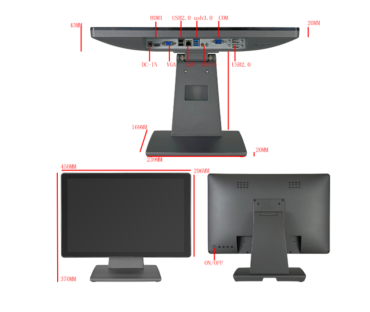 19/21.5 Inch Wall-Mounted Desktop Capacitance Touch POS Terminal for Retail Business