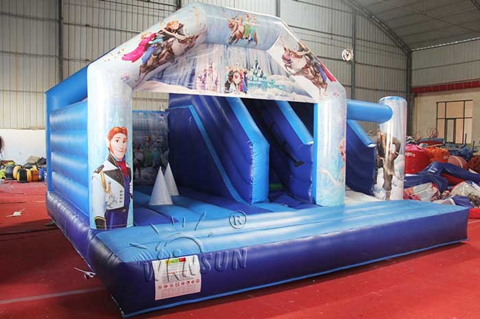 Wsc-281 Inflatable Bouncy Castle Double Line Sewed With Slide Ce Standard