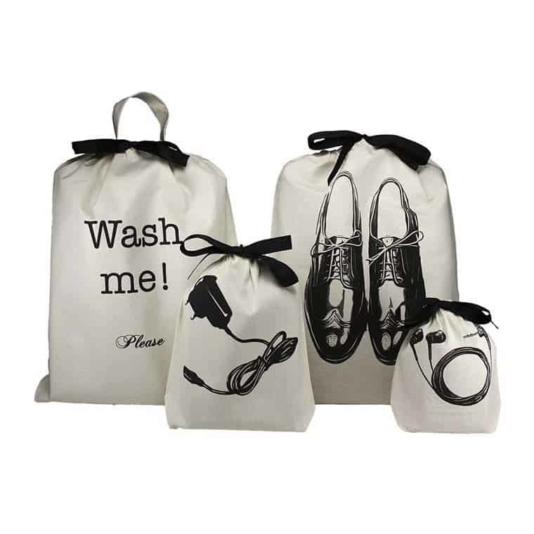 Small Custom Cotton Drawstring Bags Bulk With Shoe Compartment Machine Washable