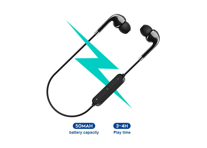 Custom Logo Sweat Resistant Wireless Earphones One Year Warranty 3 . 7V