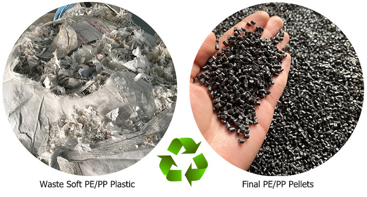 Plastic Recycled Hdpe Pe Film Granules Making Granulator Machine