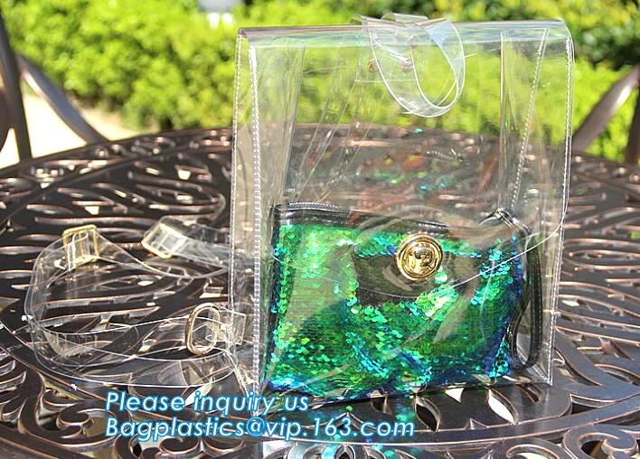 pocket transparent pvc clear backpack wholesale with padded straps, Waterproof Clear School Student Transparent PVC Back