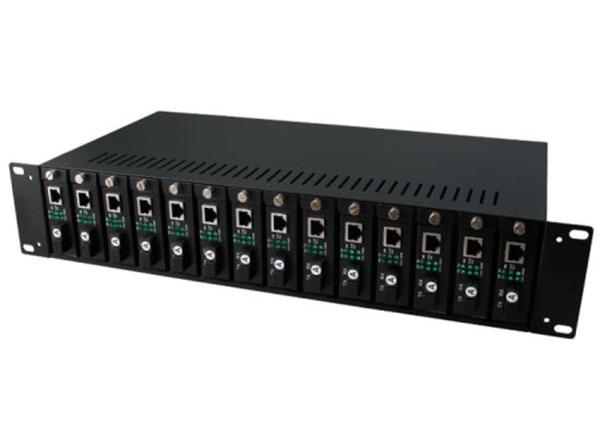AC100V - 260V Rack Mount Media Converter Chassis , 2U 14 Slots Fiber Optic Media