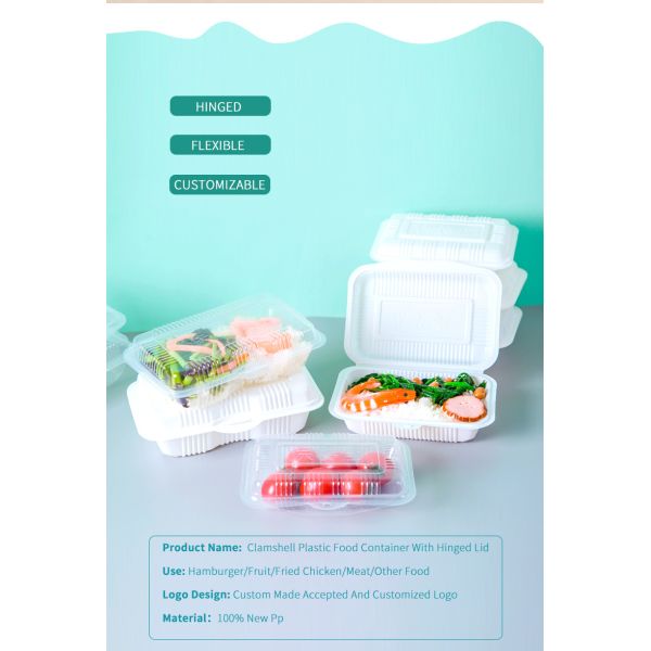Custom Logo Take Away lunch Boxes Container Restaurant Plastic Disposable Food Container