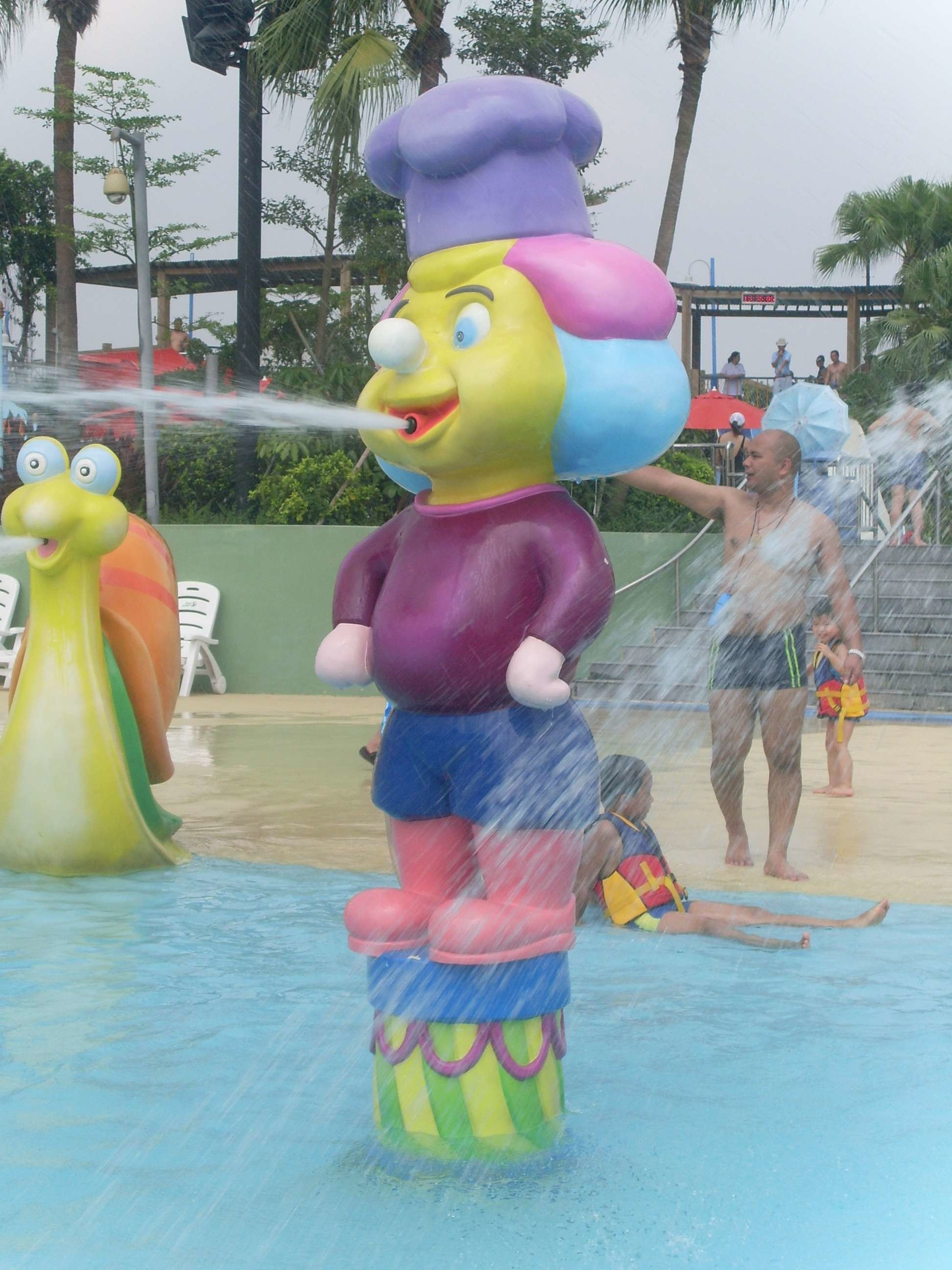 Water Sprayground Spray Park Equipment , Monkey Cartoon Shaped Aqua Play Water Park