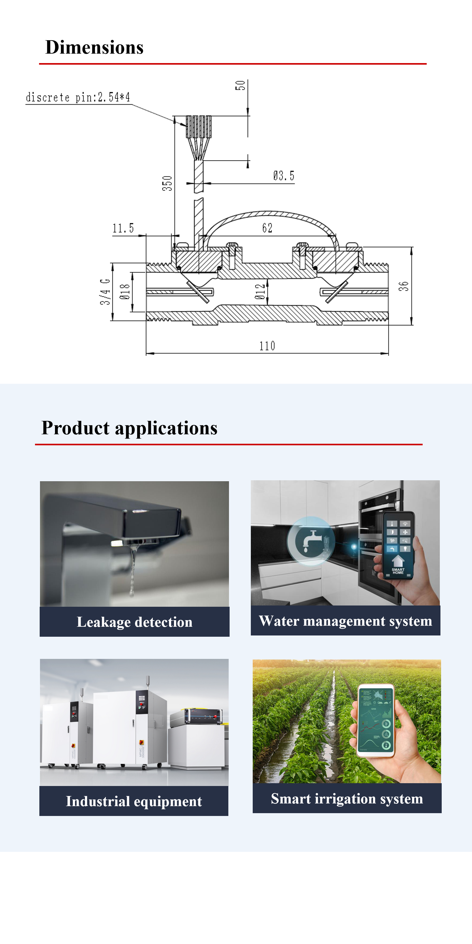 3.3V - 5.3V Ultrasonic Flow Sensor Module DN15 Ultrasonic Transceiver