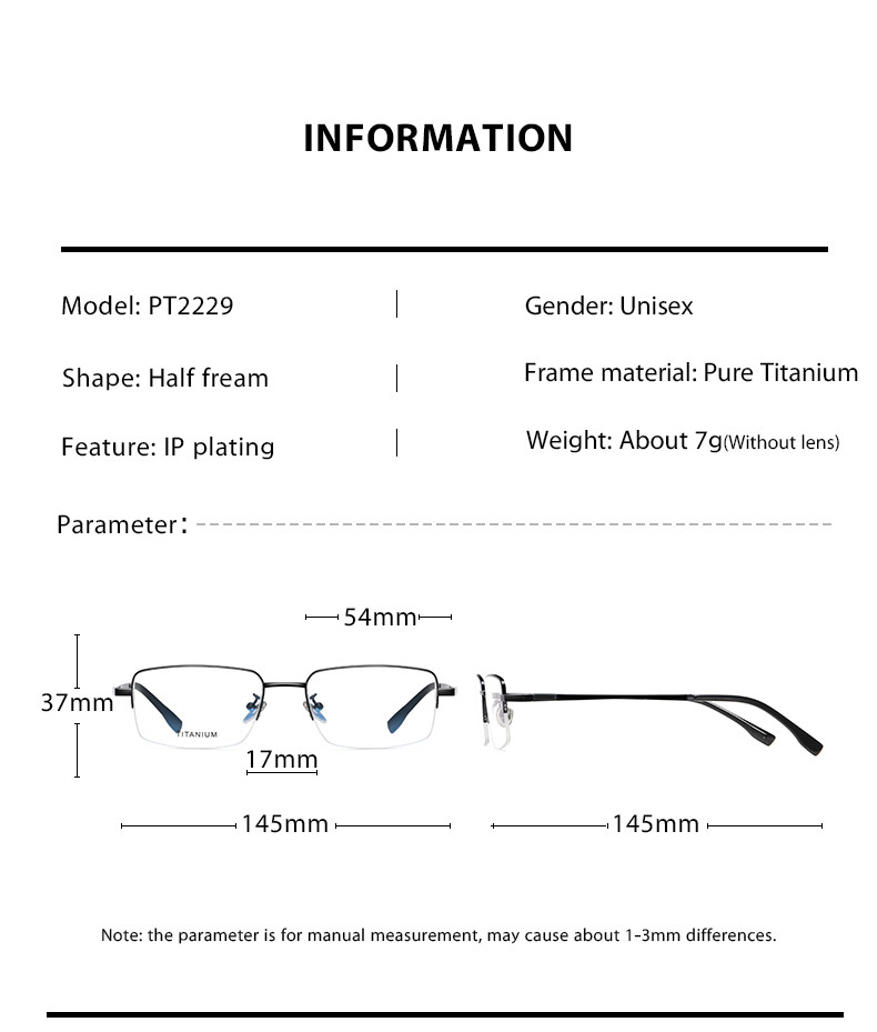 Optical Titanium Metal Glasses Flexible , Men Women Half Rim Glasses