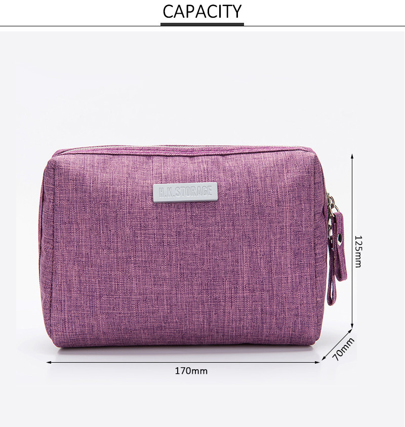Women Foldable Blank Polyester Cosmetic Bag With Zipper