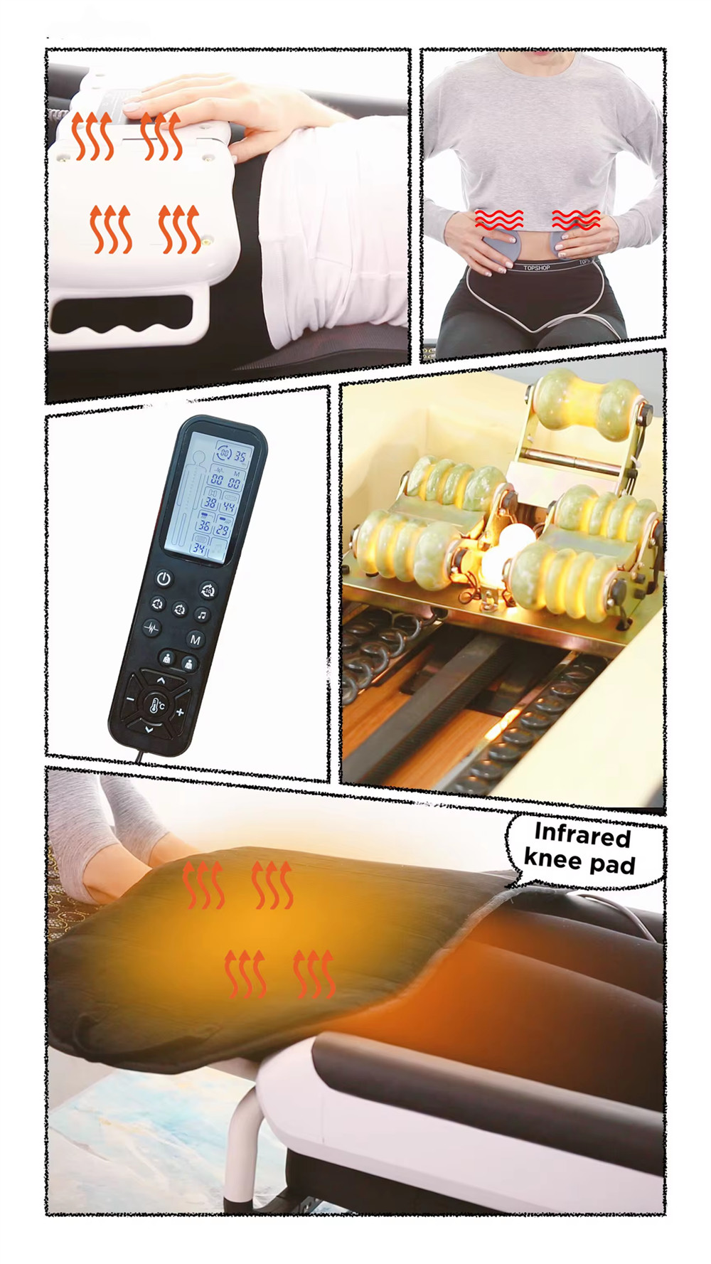 New Style Jade Roller Massage Bed Salon Furniture Far Infrared Heating Therapy Chiropractic Table