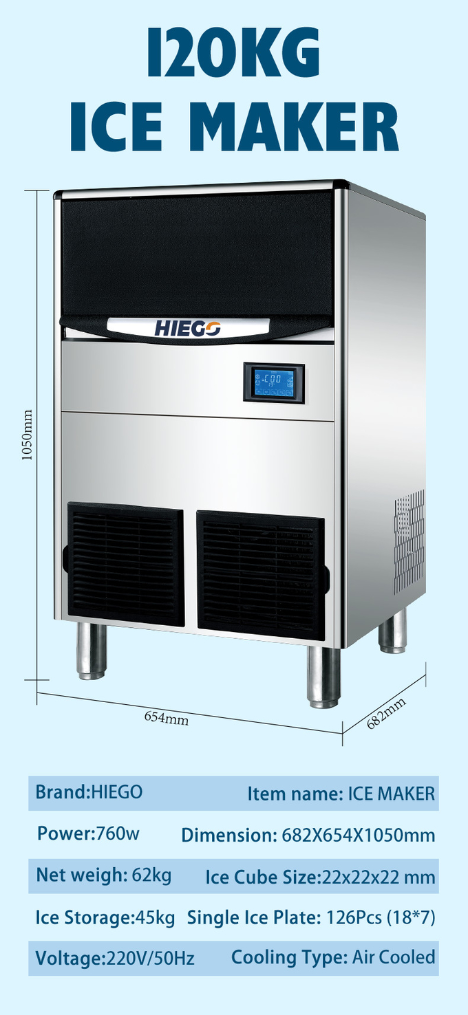 100KG Barrel Ice Maker R404a Commercial Ice Cube Machine Air Cooling