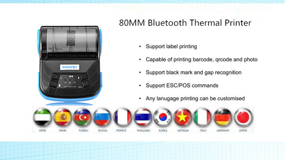 Mini Receipt Compact Wireless Printer Easy Paper Structure For Supermarket