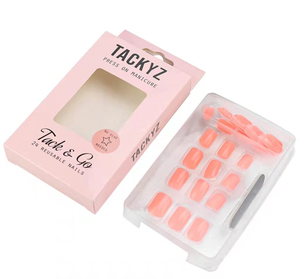 Art Paper Empty False Nail Packaging Clear Top rectangle Rigid Boxes