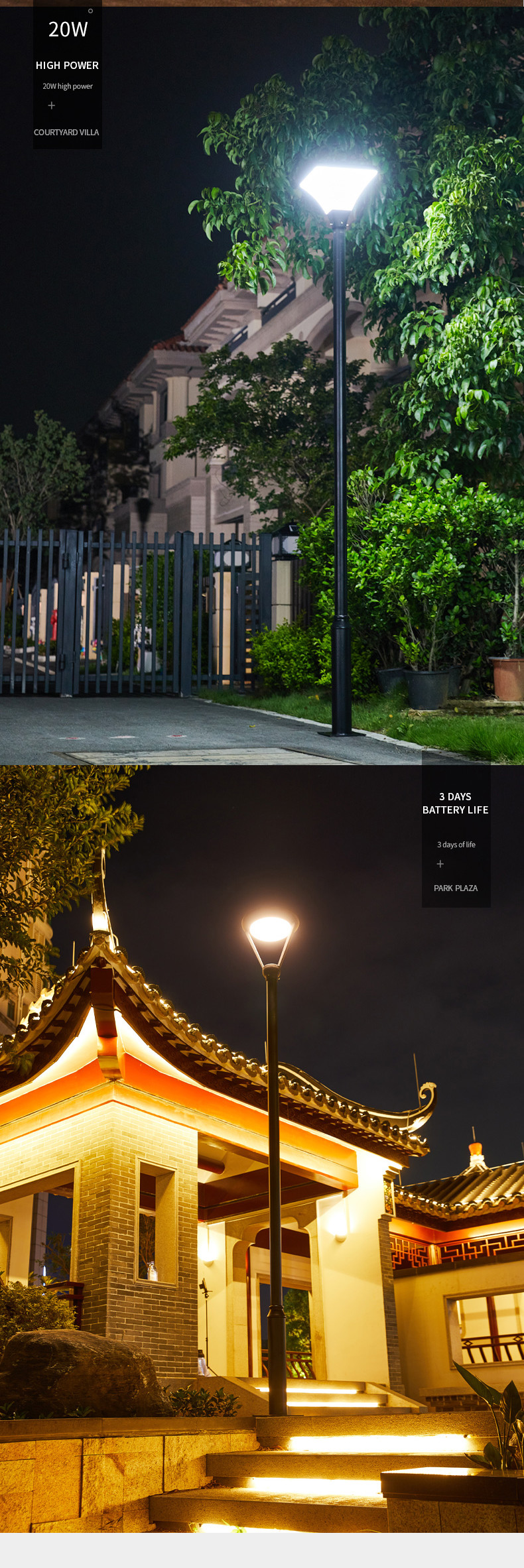 50w Outdoor LED Garden Pole Lights Bulbs Courtyard Ip65 550x550mm