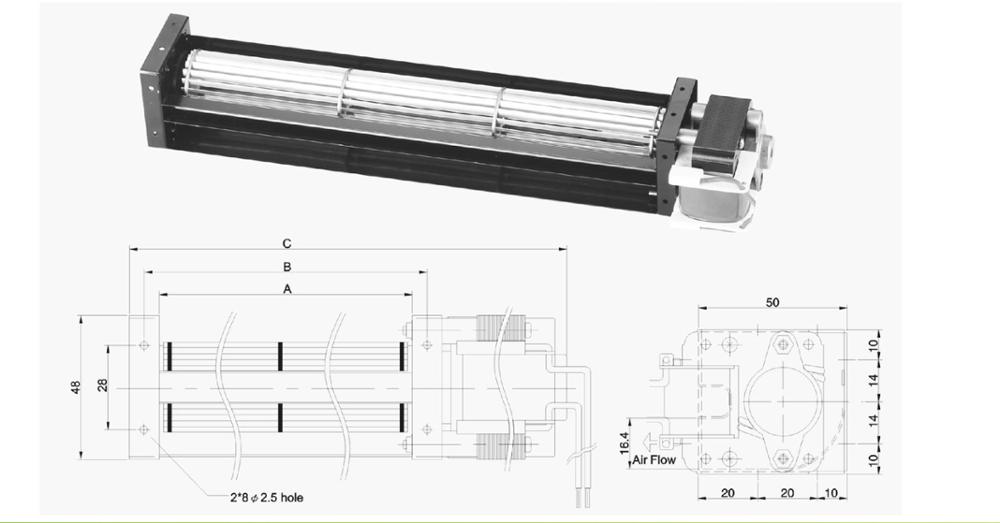 30mmX90 mm fridge cross flow cooling ac motor tangential fan for hair dryer/household appliances