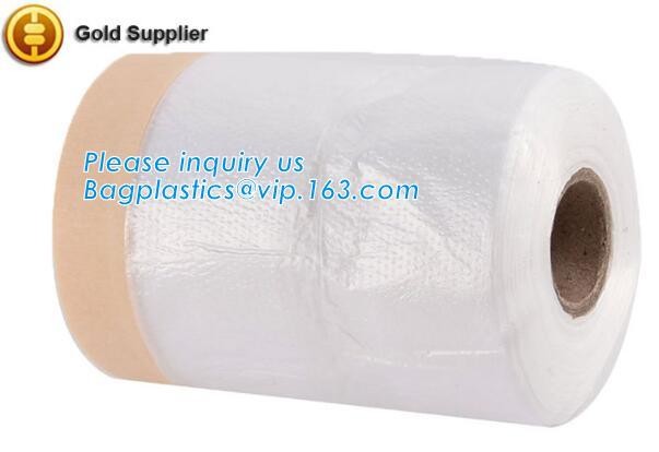 Pre-tapd paint masking film HDPE,Car paint repair masking film with tape, Hot sell masking film with adhesive tape, PAC