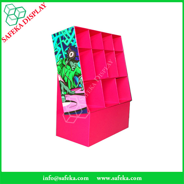 Customized printed Promotion Rack advertising shelf Cardboard clothing display racks with pockets