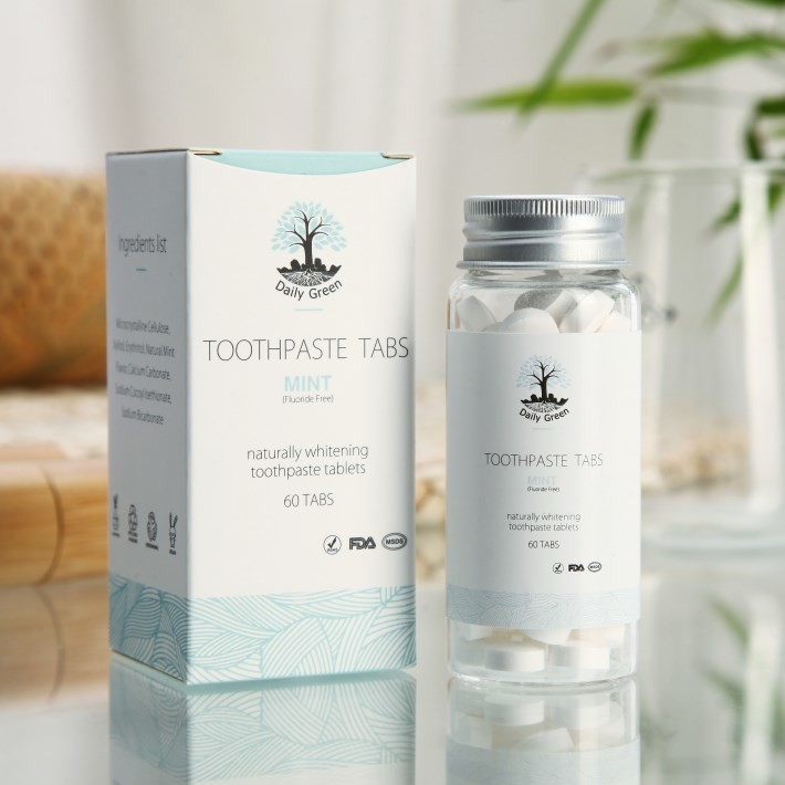 OEM Mint 62 Pcs Eco Friendly Toothpaste Tablets For Sensitive Teeth