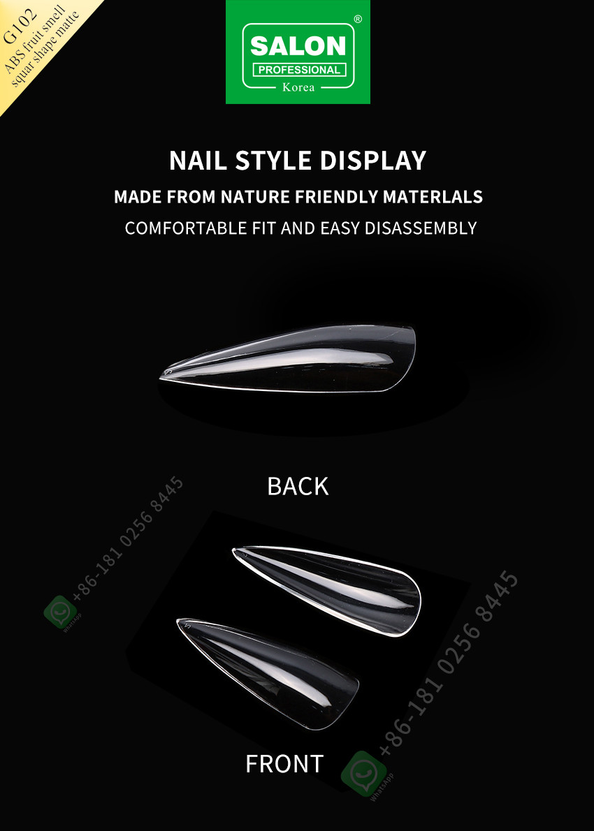 Professional ABS Sharp Shape Fake Nails Full Clear Acrylic False Nail Tips 12 Sizes For Home DIY