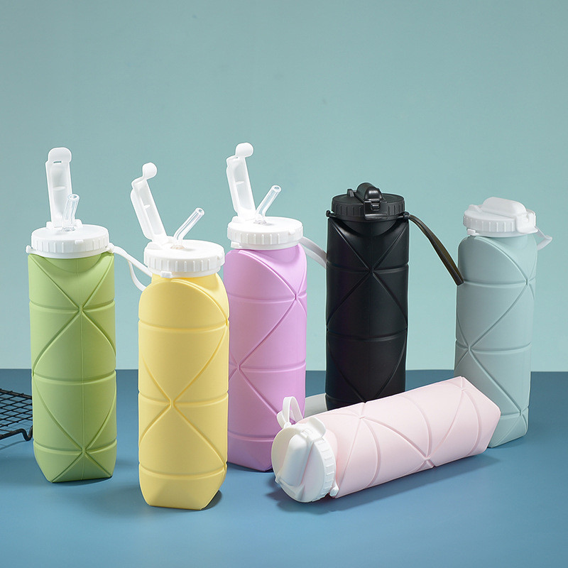 Silicone Collapsible Water Bottles Pop Its Water Bottle For Toddlers Camping Cup With Carabiner