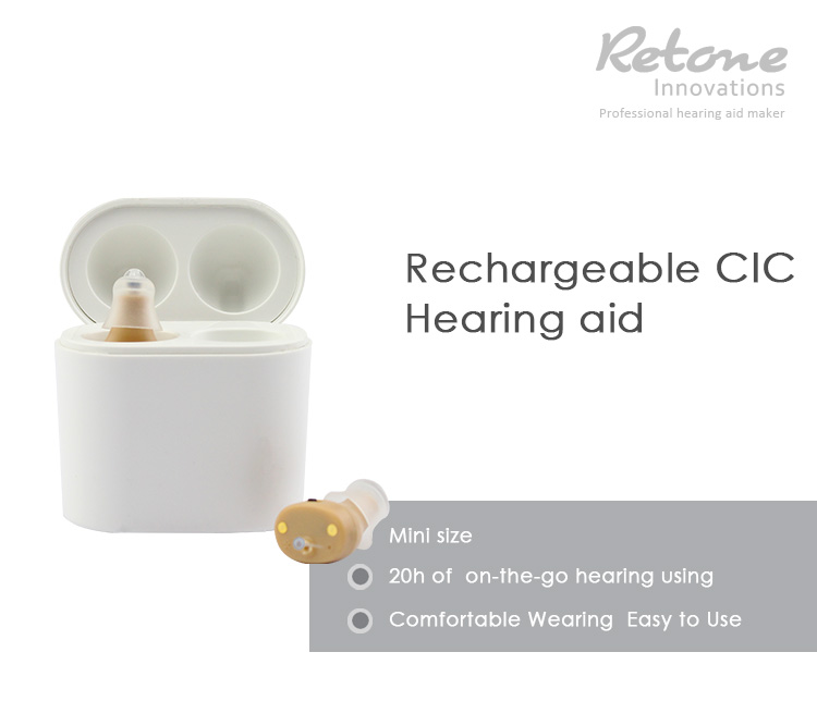 White Invisible Cic Hearing Aids Ni-MH Battery 20H Duration