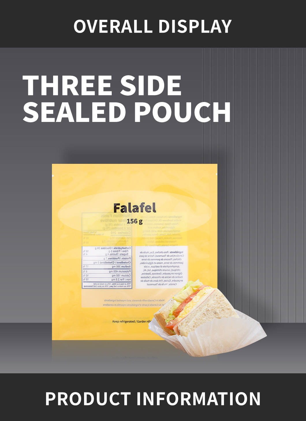 Food Quality Bakery Cake Falafel Bread Flexible Pouch Packaging With Clear Window