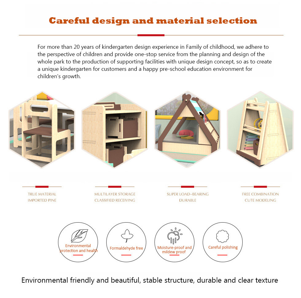 Economical Wooden Preschool Furniture Easy Cleaning Low Maintain Strudy Structure